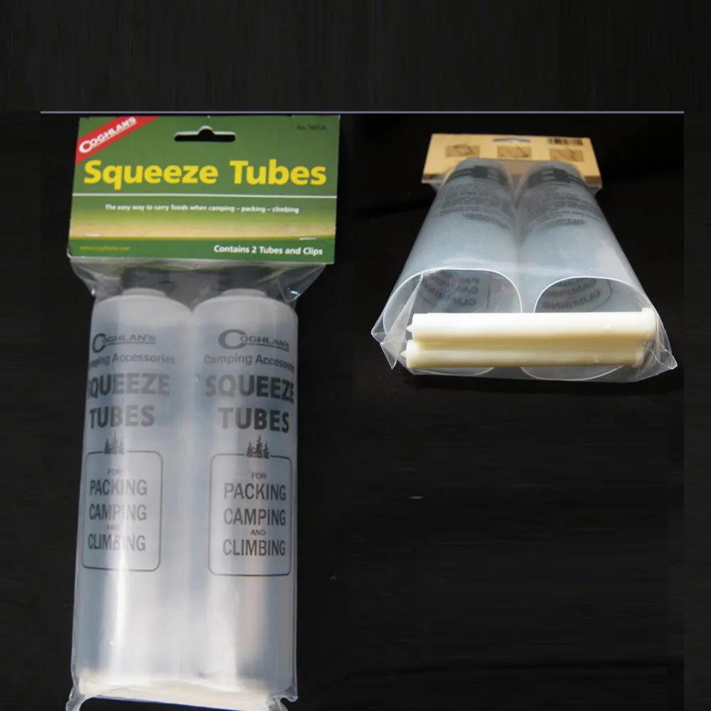 2 Food Squeeze Tubes Container Bottles Camping Hiking Coghlans Easy Dispenser
