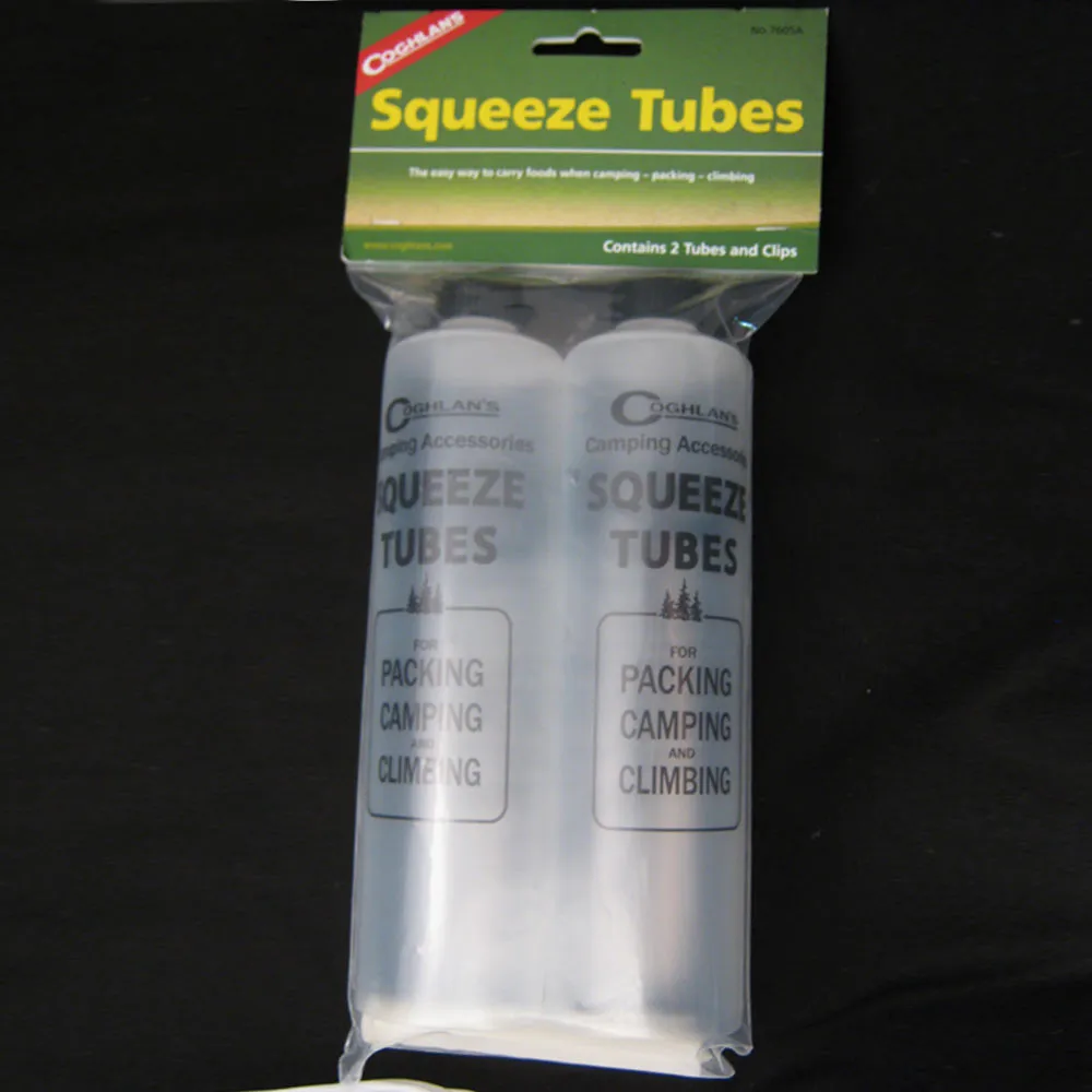 2 Food Squeeze Tubes Container Bottles Camping Hiking Coghlans Easy Dispenser
