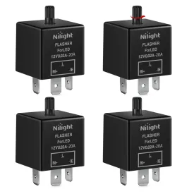 4 Pcs Flasher Relay Adjustable 3 Pin CF13 JL-02 Electronic Blinker Relay 12V 150W Fixes Car Turn Signal and Hazard Warn Hyper Blink Flash or No Flash for LED and Halogen Bulbs
