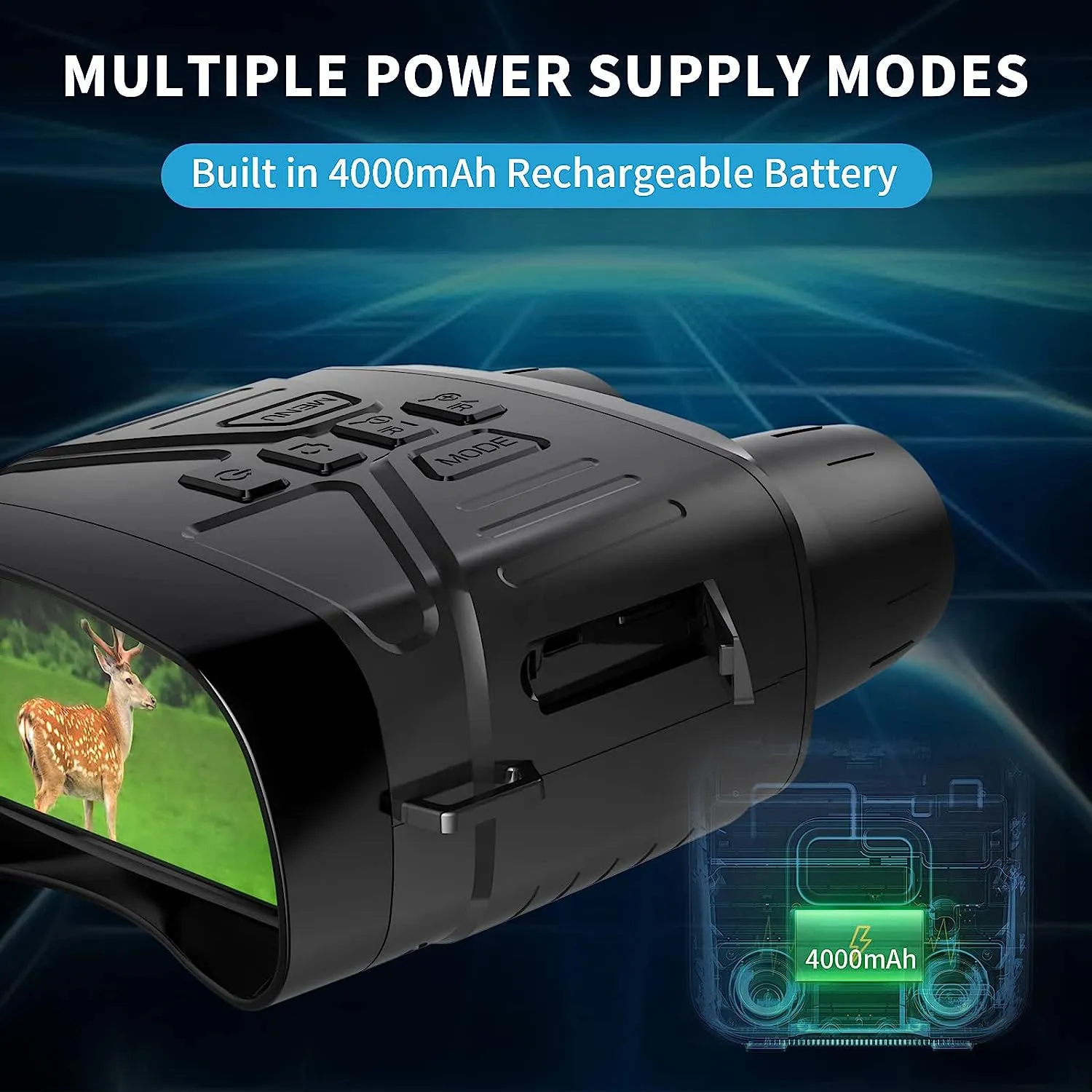4K Night Vision Binoculars with Large Screen & Rechargeable Lithium Battery (Black & White NV)
