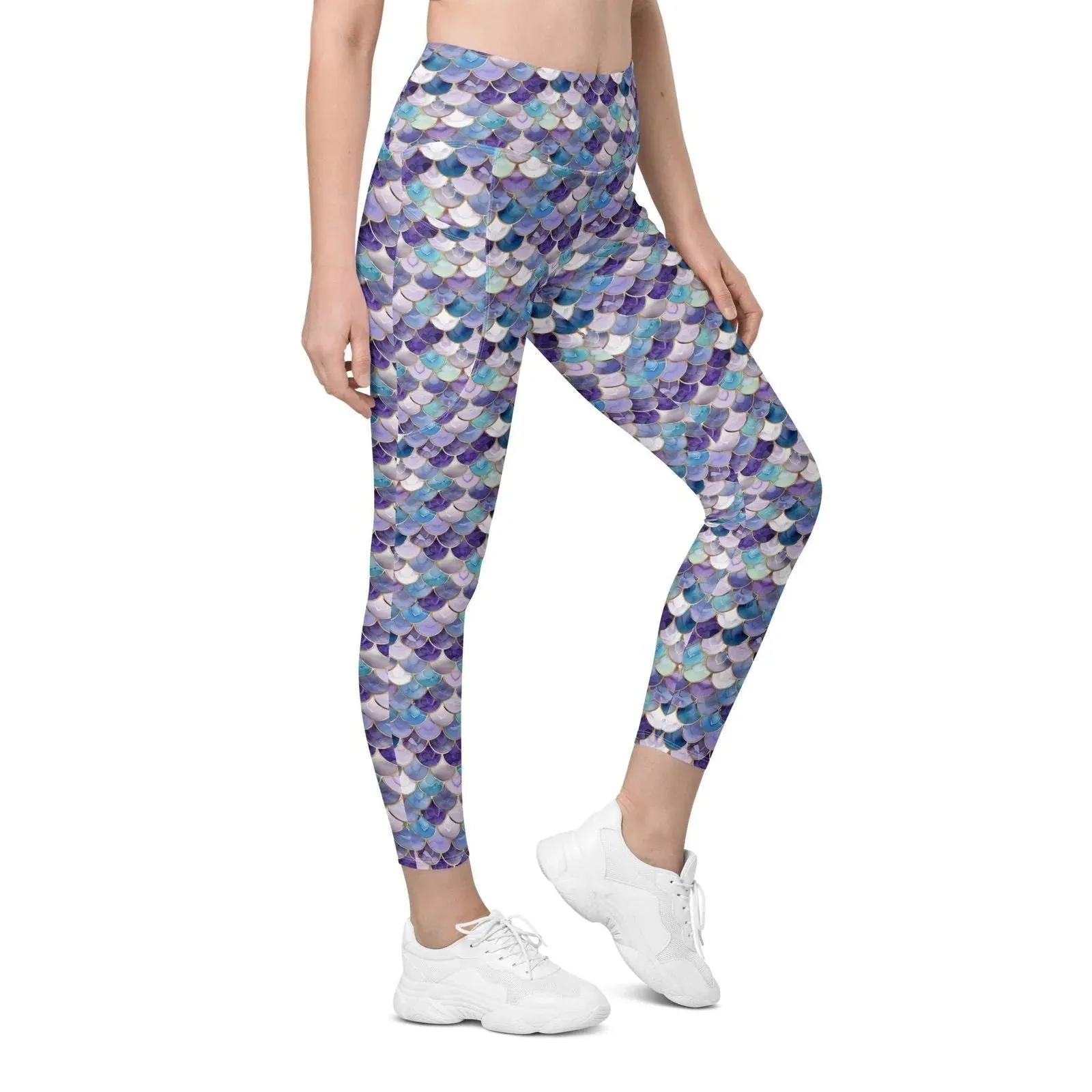 Amethyst Ocean Mermaid Eco Swim Leggings With Pockets