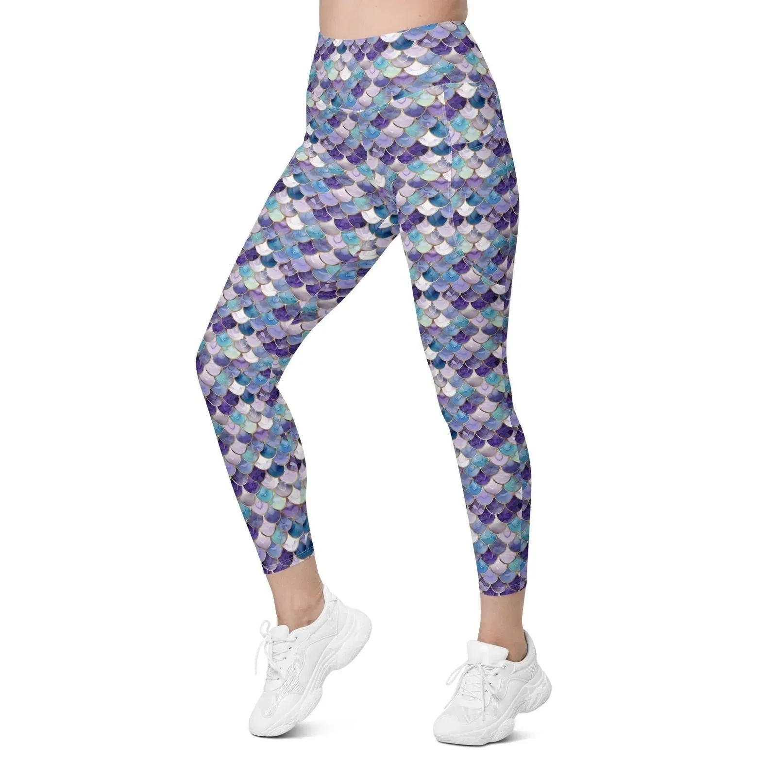 Amethyst Ocean Mermaid Eco Swim Leggings With Pockets