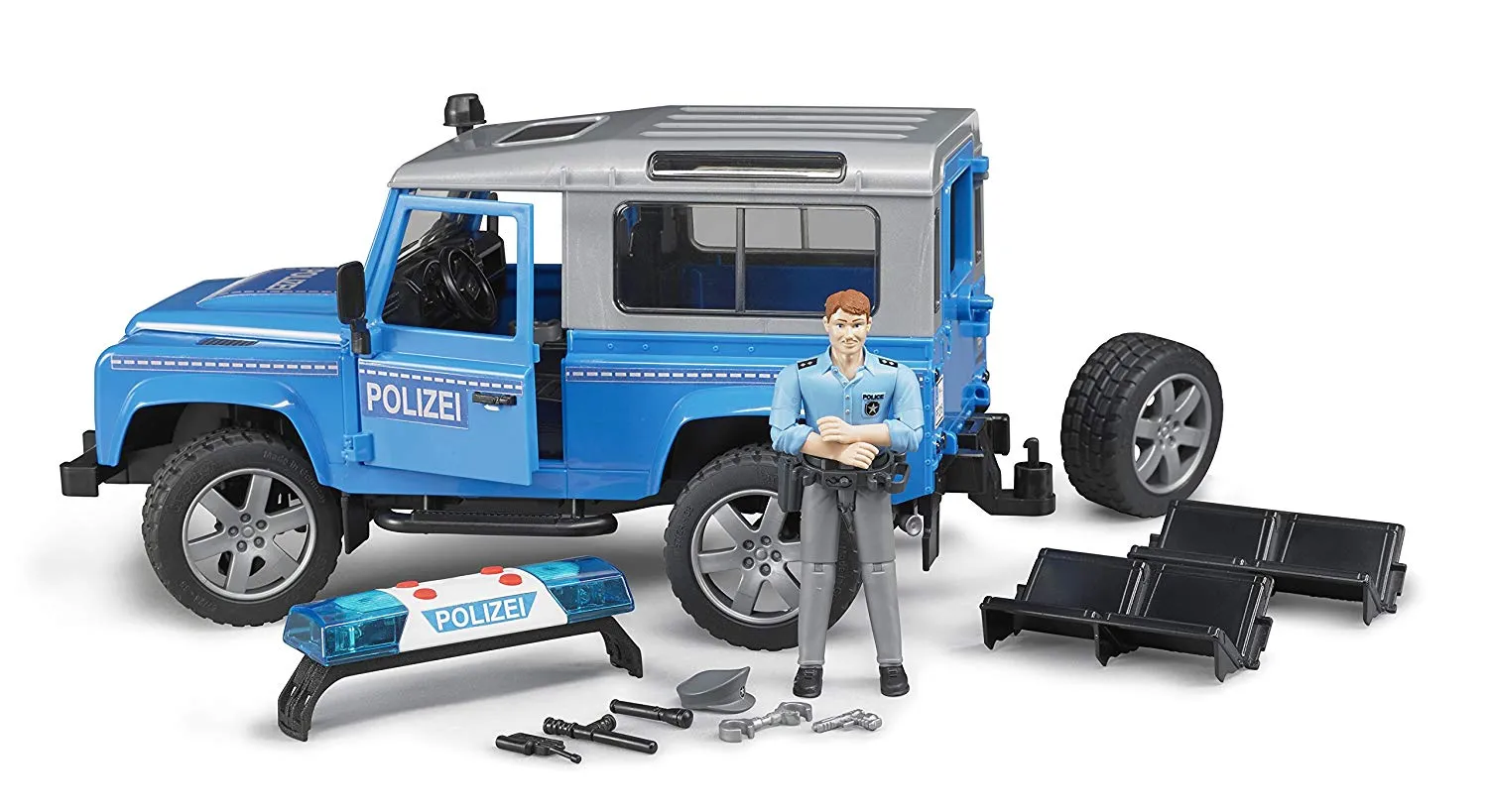 Bruder Land Rover Def St. Wagon Police Vechicle & Figure