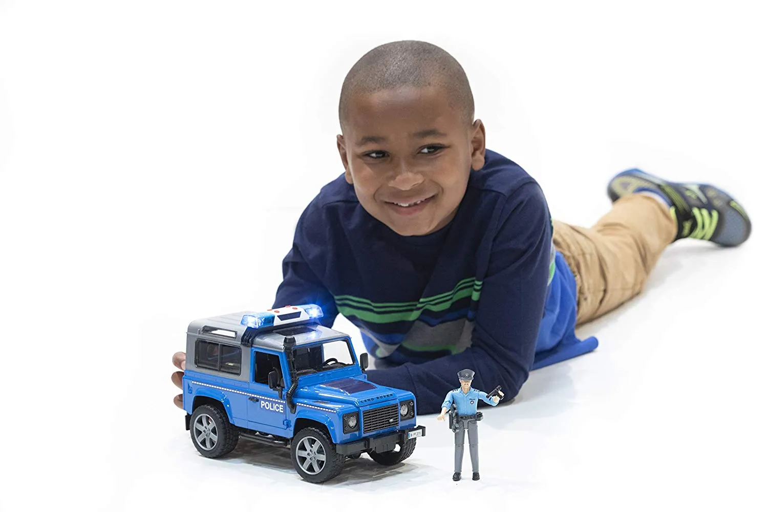 Bruder Land Rover Def St. Wagon Police Vechicle & Figure