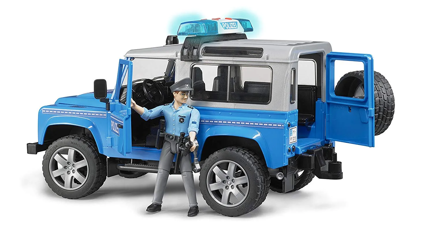 Bruder Land Rover Def St. Wagon Police Vechicle & Figure