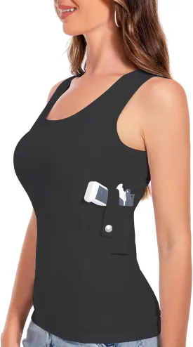 Concealed Carry Holster Tank Top - Everyday Conceal Carry Tactical Compression Bottom Shirts - Fits Small, Compact Equipment