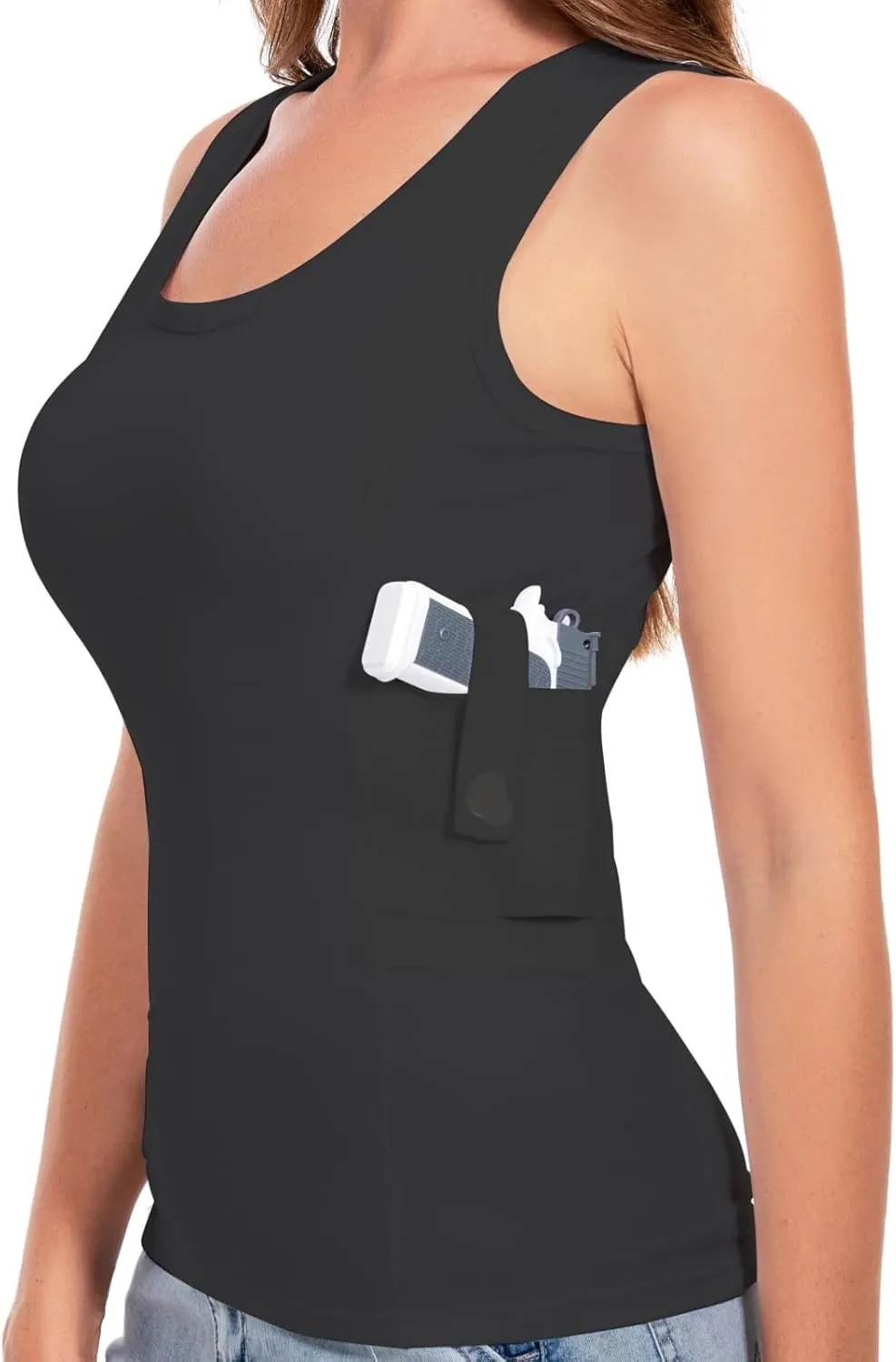 Concealed Carry Holster Tank Top - Everyday Conceal Carry Tactical Compression Bottom Shirts - Fits Small, Compact Equipment