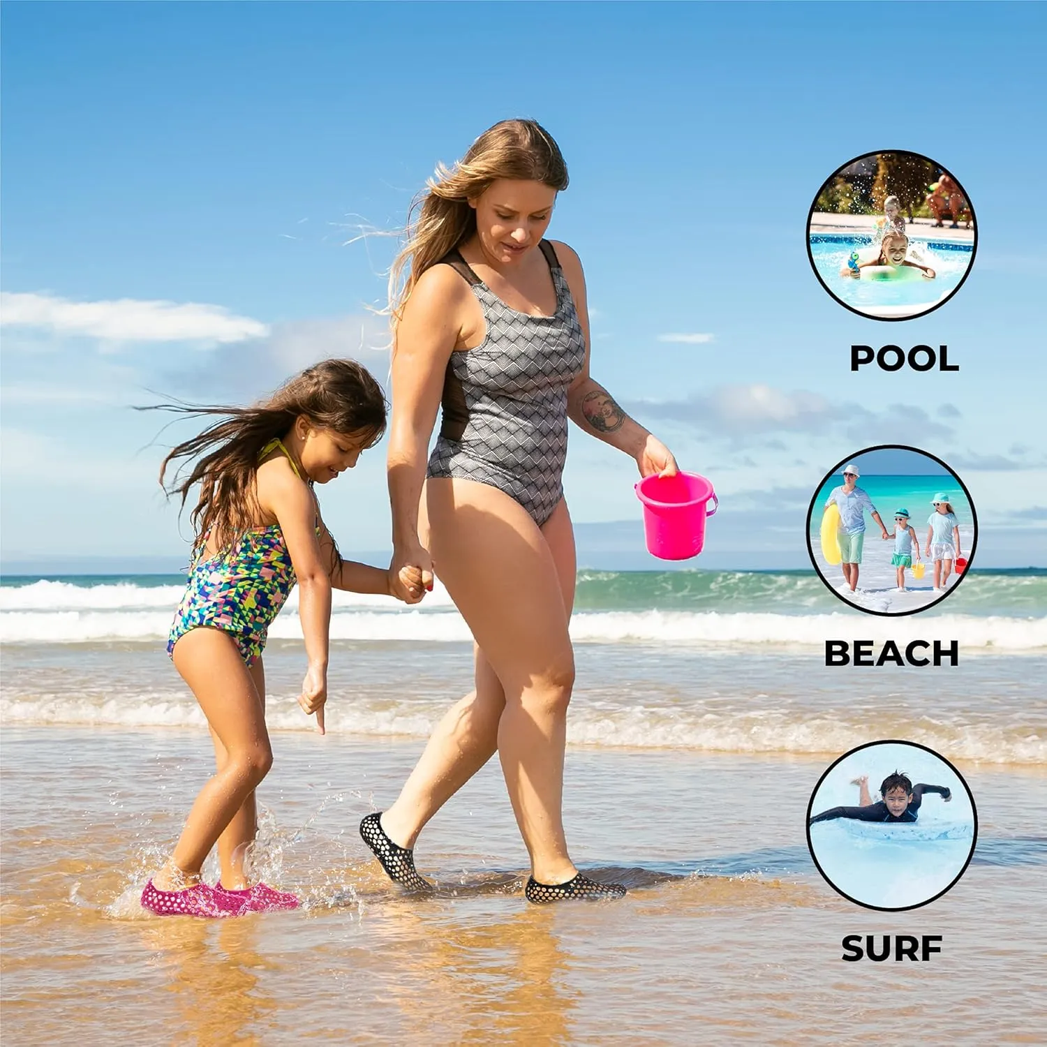 Girls Water Shoes Anti Slip Kids Water Shoes Outdoor Beach Swim Surf Pool