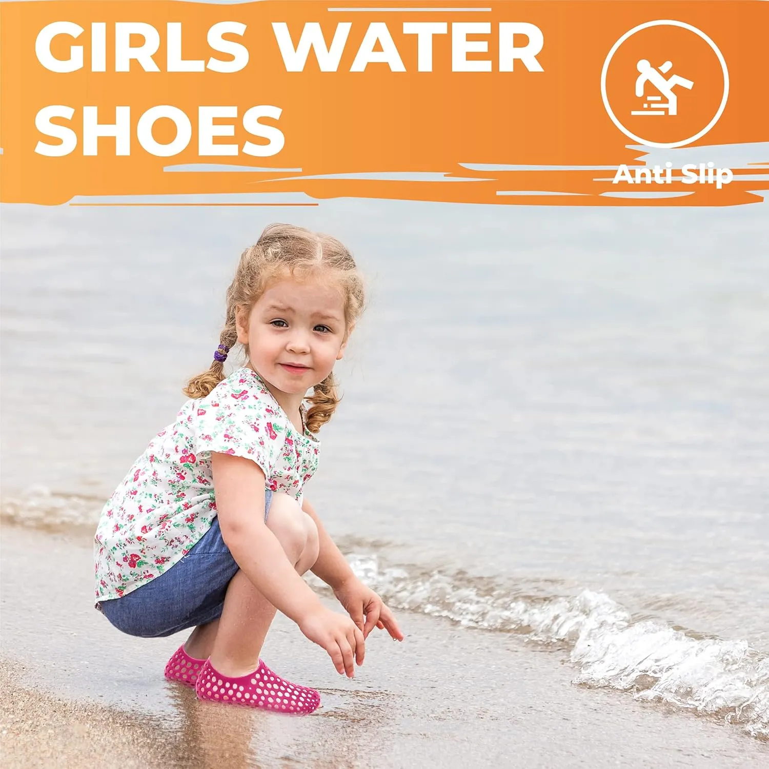 Girls Water Shoes Anti Slip Kids Water Shoes Outdoor Beach Swim Surf Pool