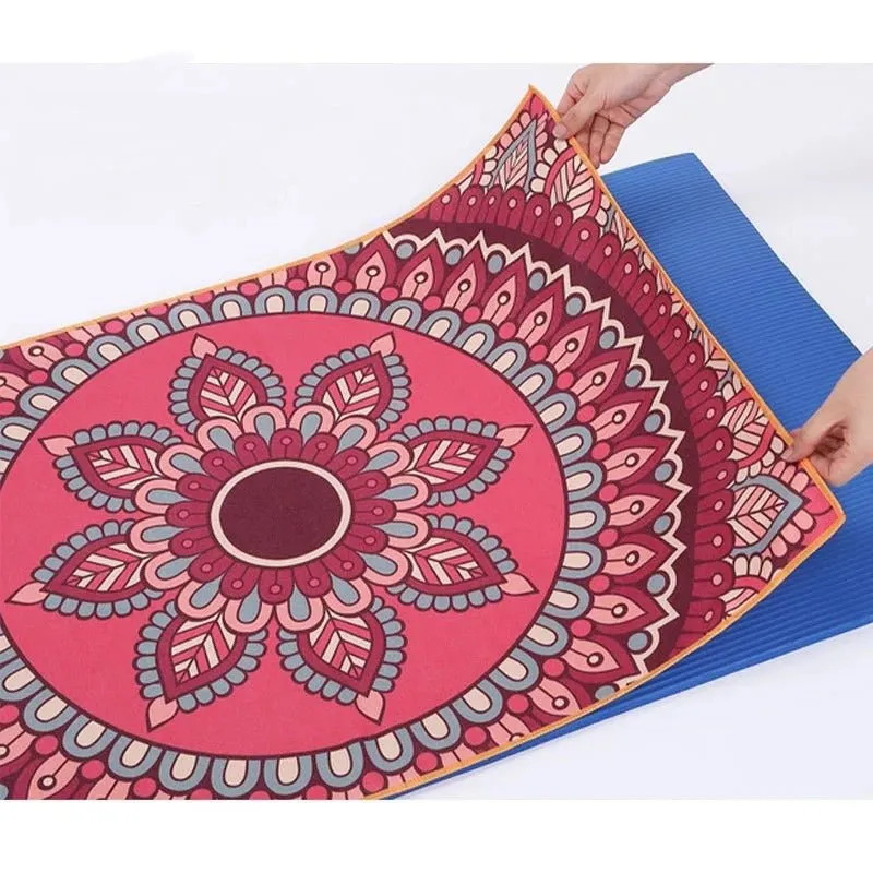 Non-Slip Portable Yoga Pilates Pad - Yoga Mat Towel Cover Ideal for Hot Yoga, Pilates