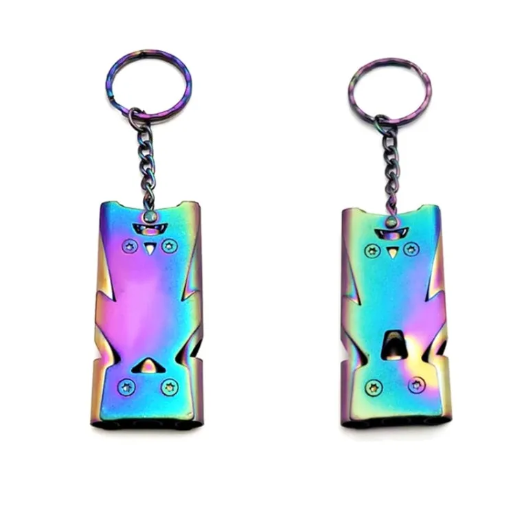 Outdoor High Decibel Stainless Steel Three-Tube Survival Rescue Whistle(Colorful)