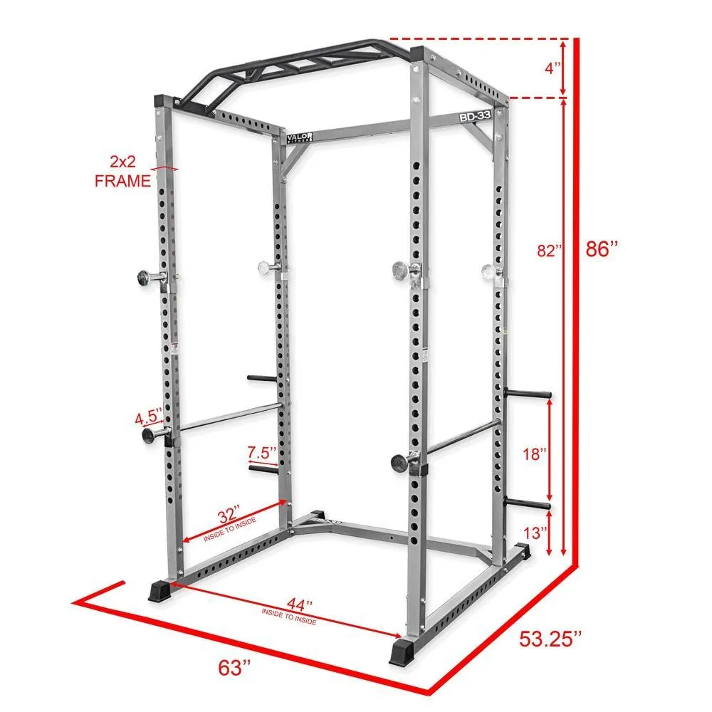Pro 2x2 Power Rack w/ Multi Grip Pullup Bar