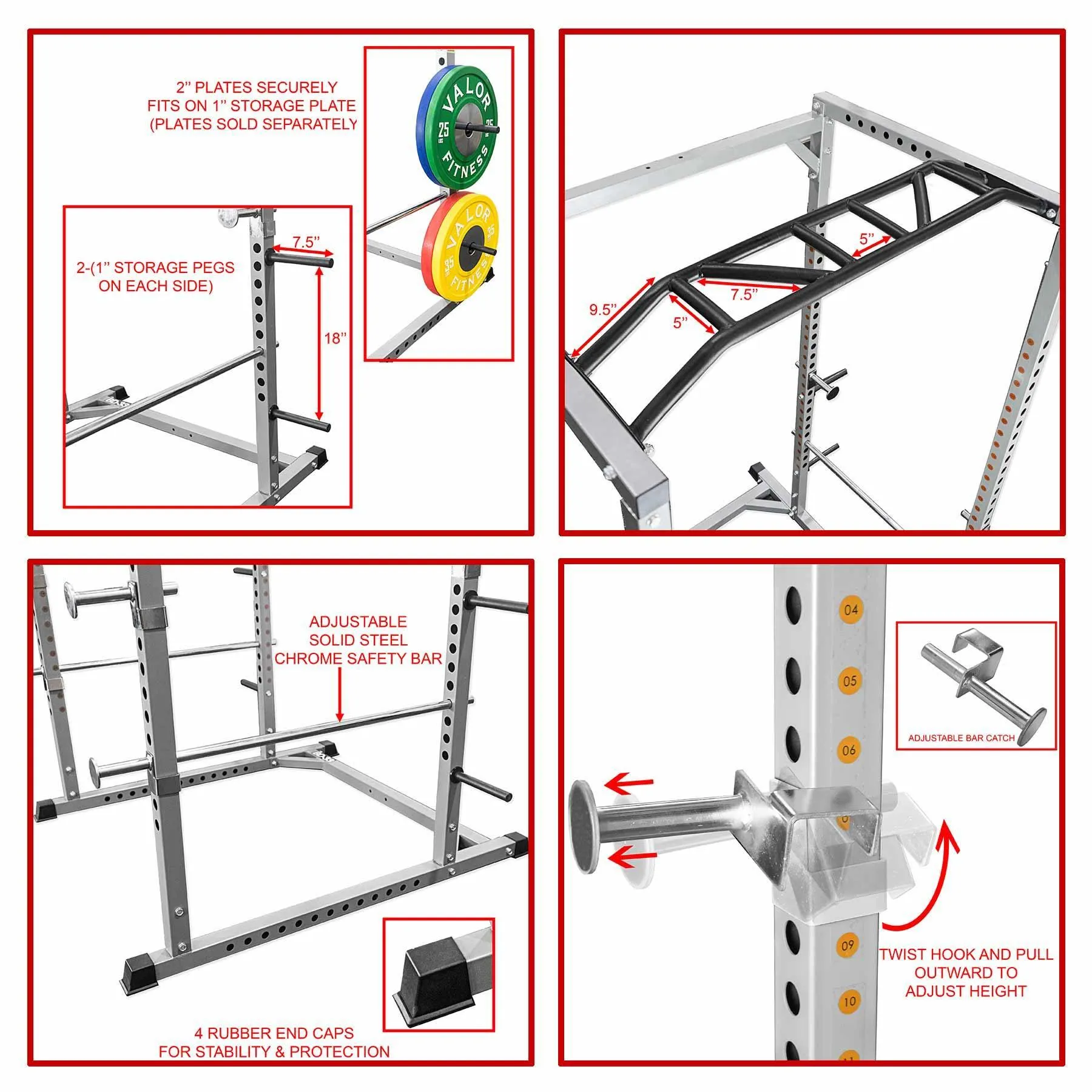 Pro 2x2 Power Rack w/ Multi Grip Pullup Bar
