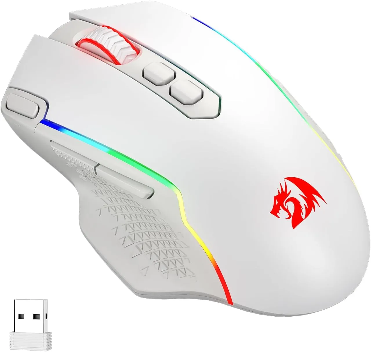 Redragon M810 Pro Wireless Gaming Mouse, 10000 DPI Wired/Wireless Mouse w/Rapid Fire Key, 8 Macro Buttons, 45-Hour Power Capacity and RGB Backlit for PC/Mac/Laptop