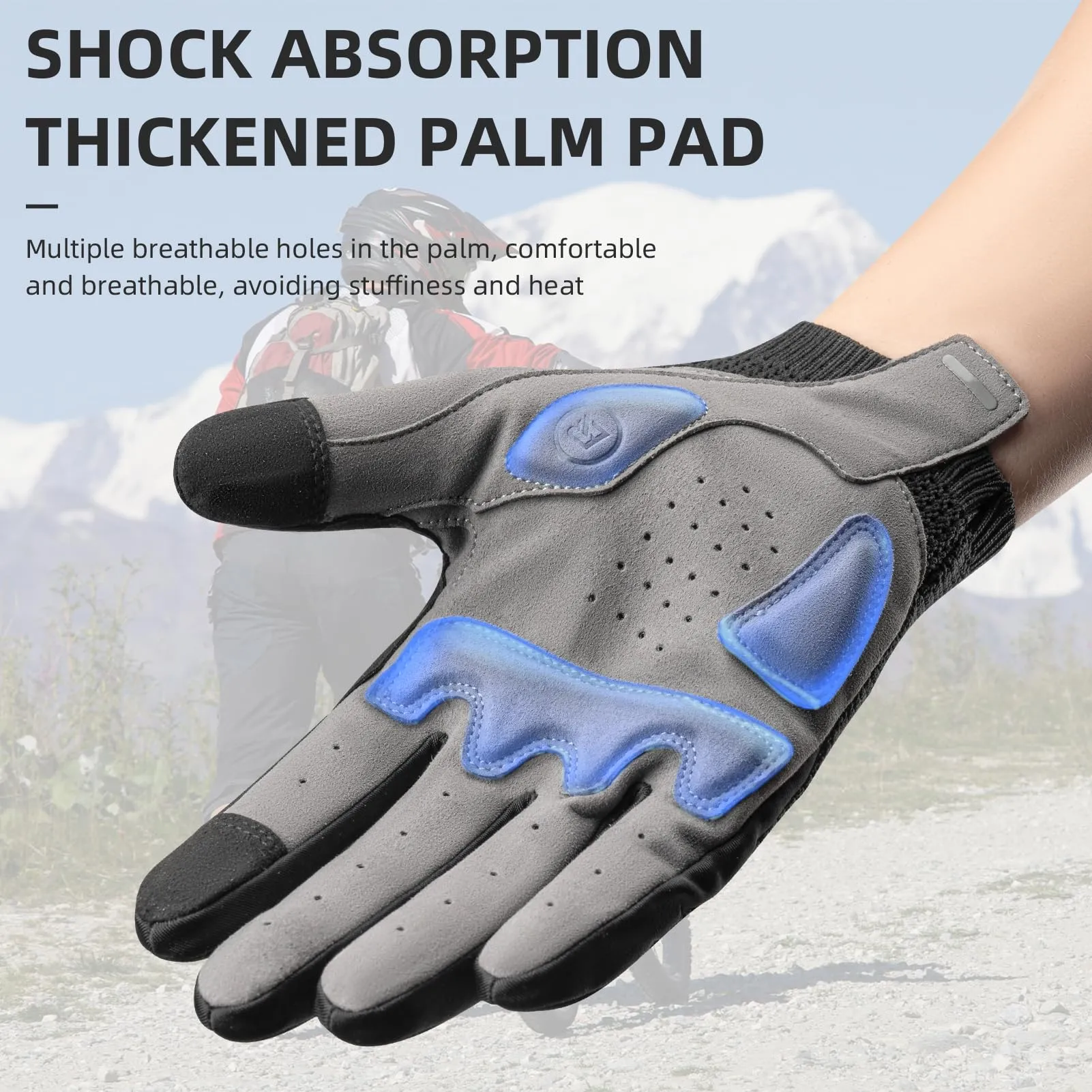 ROCKBROS Men's Mountain Bike Gloves Touch Screen Anti-Slip Full Finger MTB Gloves