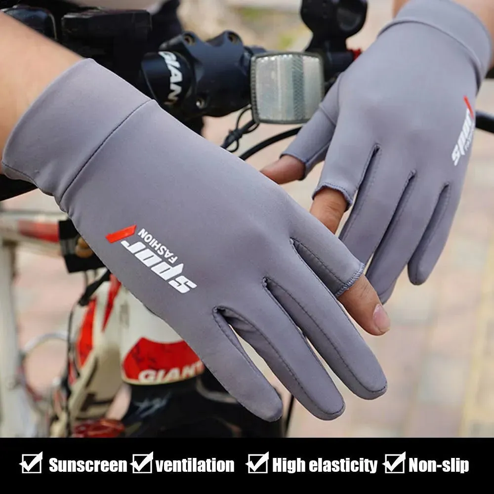 Summer Sun Protection Gloves Touch Screen Thin Gloves Anti-UV Breathable Non Slip Ice Silk Gloves Riding Driving Gloves