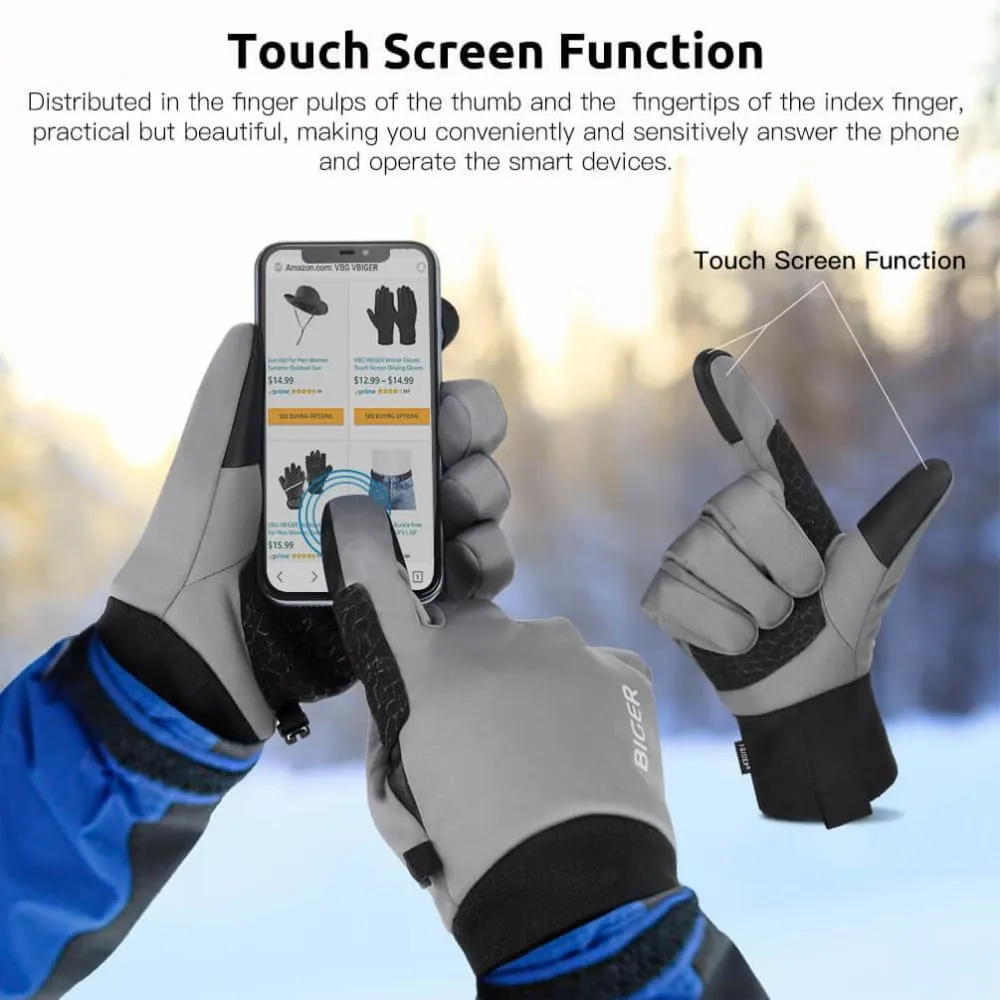 Vbiger Adult Winter Gloves Touch Screen Gloves Anti-slip Sport Gloves