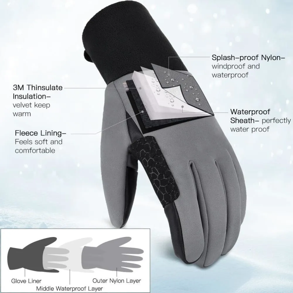 Vbiger Adult Winter Gloves Touch Screen Gloves Anti-slip Sport Gloves