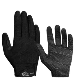 WEST BIKING YP0211223 Full-Finger Gloves For Cycling Shock Absorption Non-Slip Touch Screen Gloves, Size: M(Black)